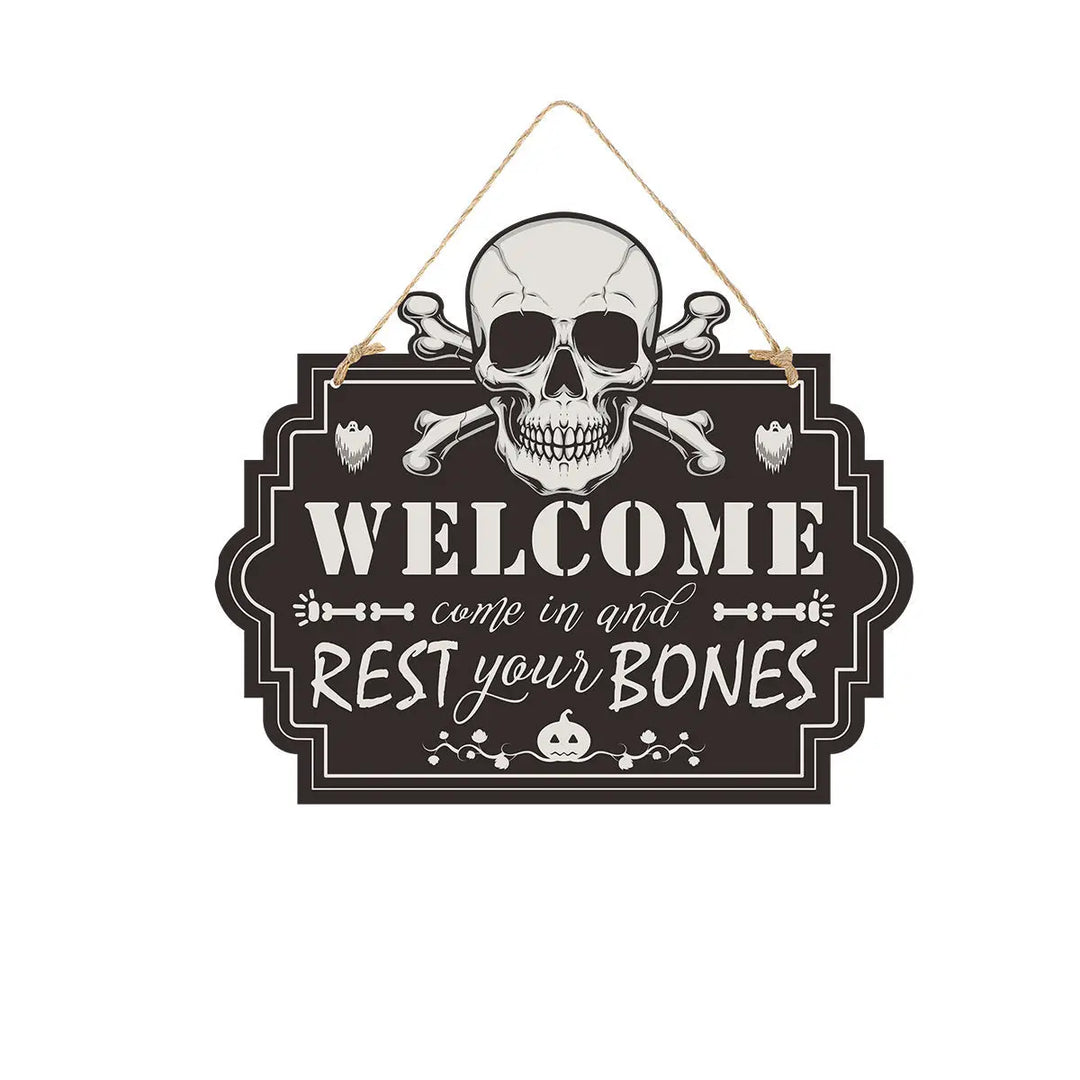 Halloween Door Sign Set – Creepy Wood Look Signs for Spooky Decorations 9