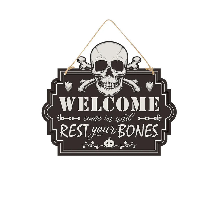Halloween Door Sign Set – Creepy Wood Look Signs for Spooky Decorations 9
