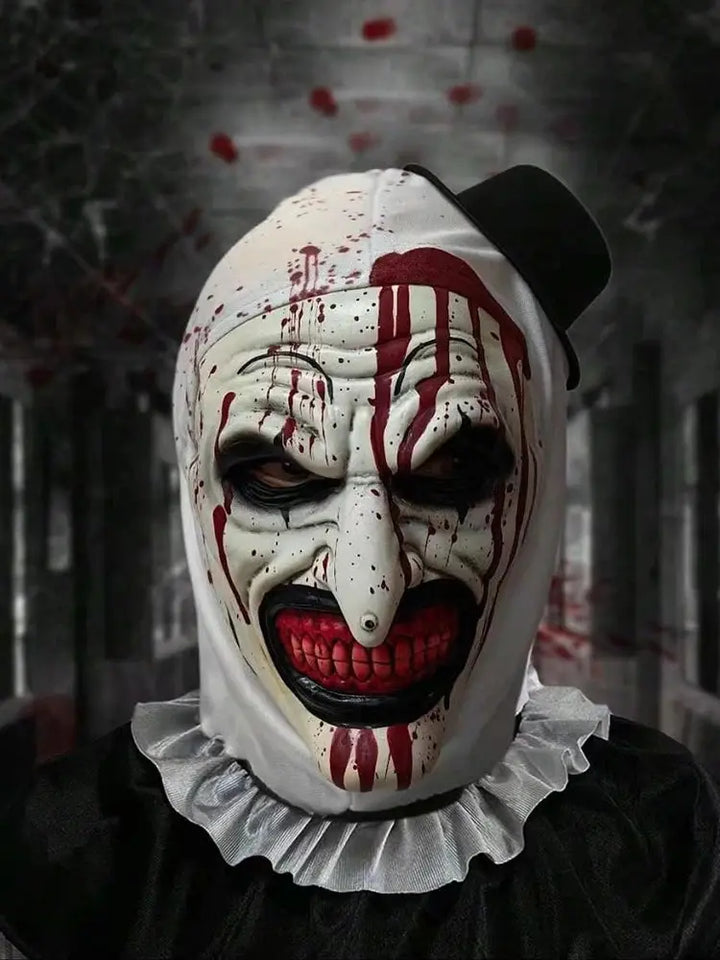 Halloween Scary Clown Mask – Creepy Latex Head Cover for Parties & Pranks – Unisex, One Size Fits Most 0
