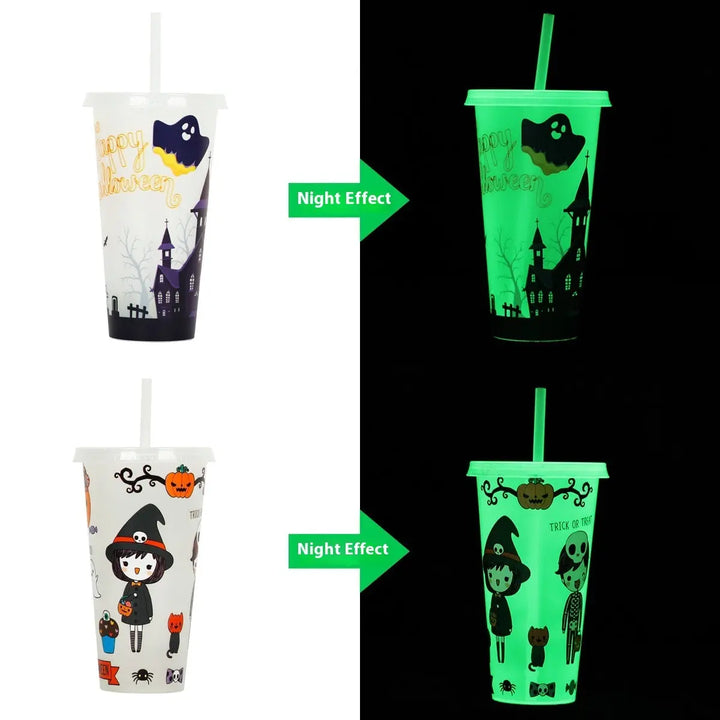 Halloween Party Drinking Cup – Bright Reusable 720ml Cup with Straw for Spooky Drinks 3