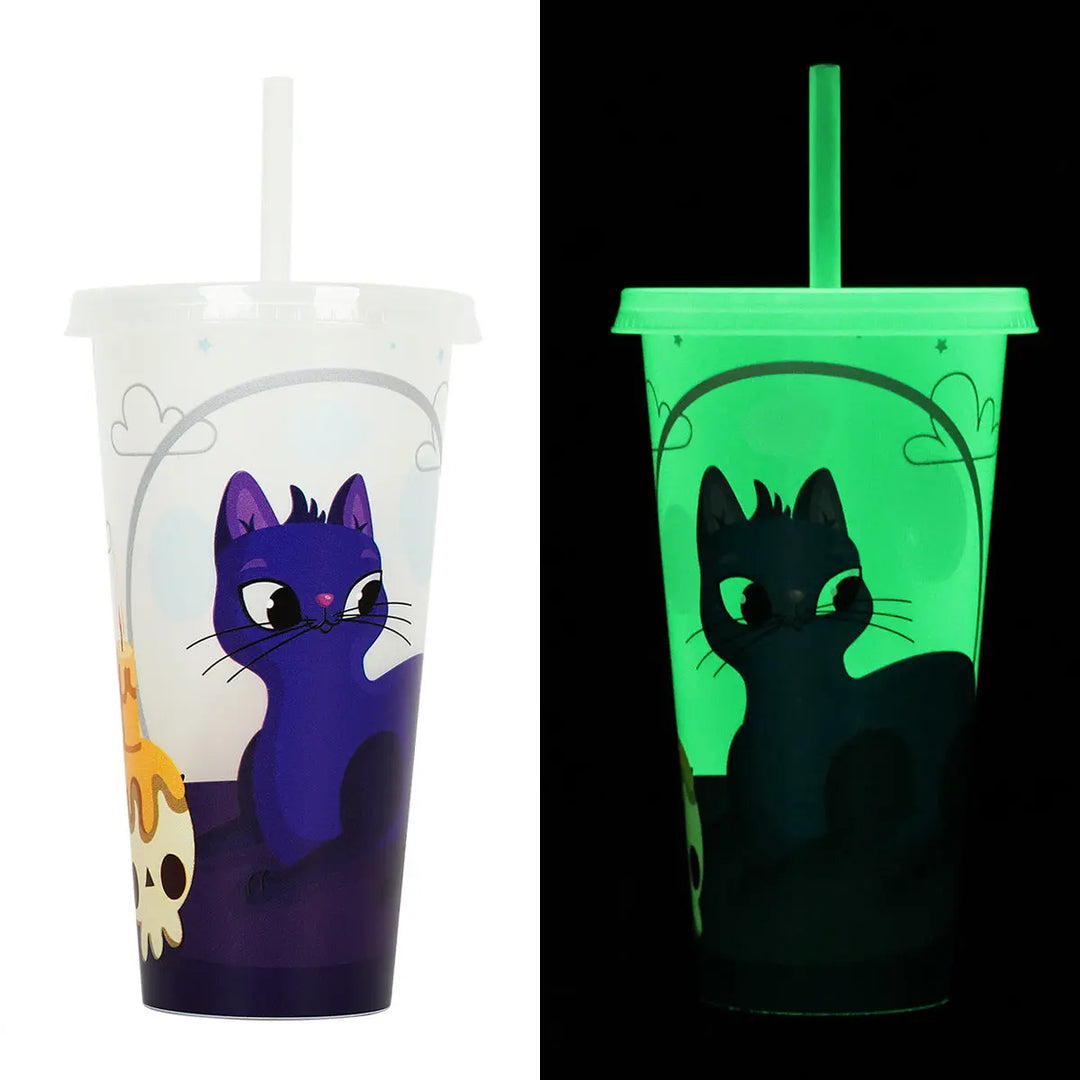 Halloween Party Drinking Cup – Bright Reusable 720ml Cup with Straw for Spooky Drinks 7