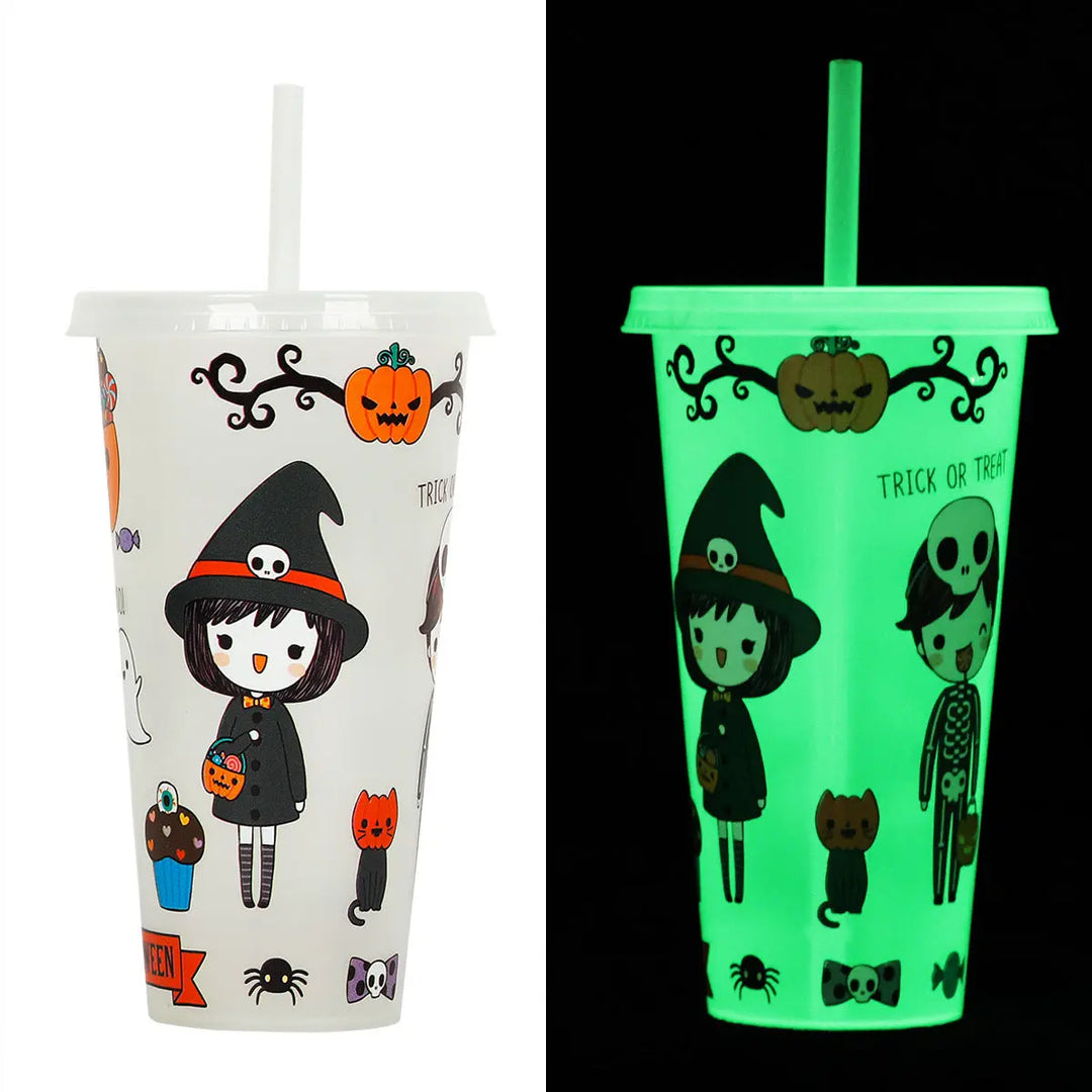 Halloween Party Drinking Cup – Bright Reusable 720ml Cup with Straw for Spooky Drinks 5