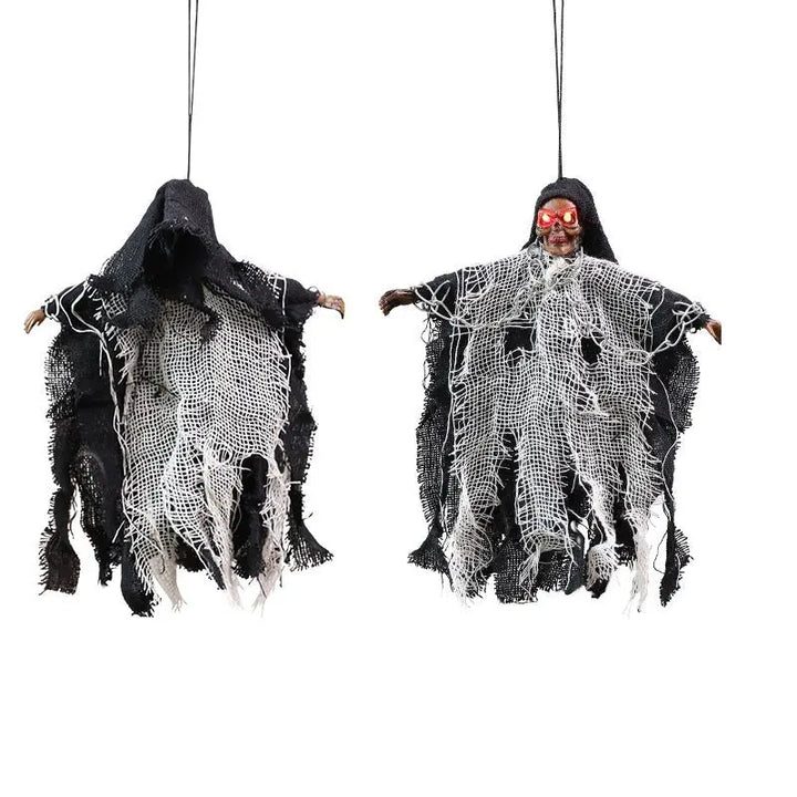 Creepy Halloween Hanging Ghosts with Bright Eyes and Chains – Scary Outdoor Decorations for Parties and Haunted Houses 8