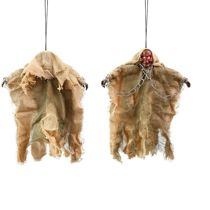 Creepy Halloween Hanging Ghosts with Bright Eyes and Chains – Scary Outdoor Decorations for Parties and Haunted Houses 7