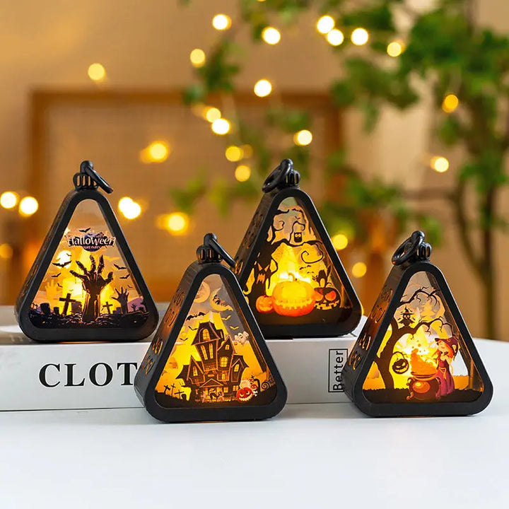 Halloween LED Lanterns – Triangular Mood Lights for Spooky Parties & Atmosphere 2