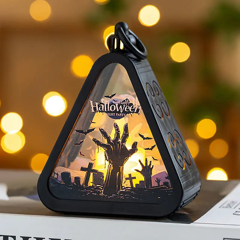 Halloween LED Lanterns – Triangular Mood Lights for Spooky Parties & Atmosphere 6