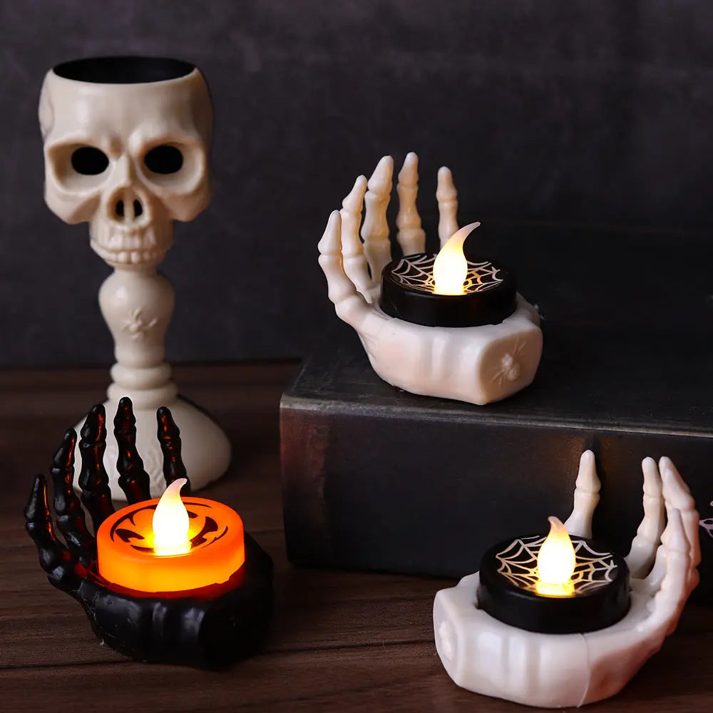 Halloween Skeleton Hand LED Tealight – Creepy Table Decoration for Spooky Parties 4