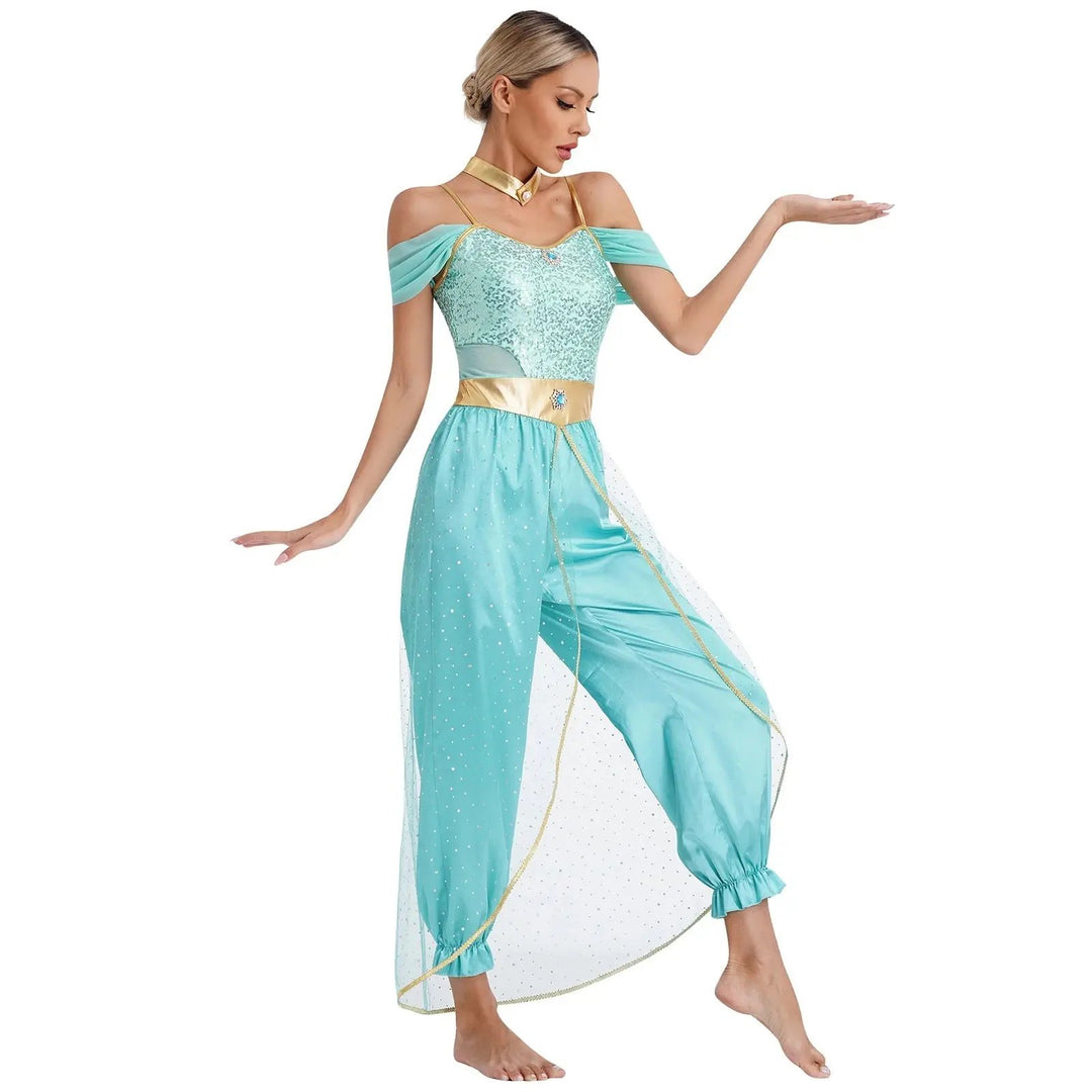 Liora - Elegant Arabian Princess Costume With Sparkling Details For Halloween And Theme Parties 3
