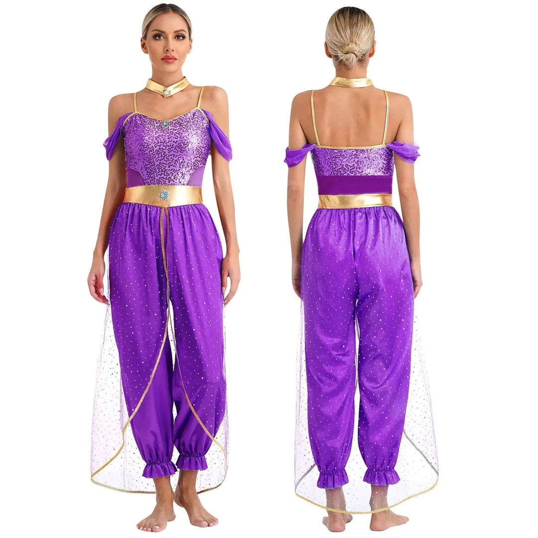 Liora - Elegant Arabian Princess Costume With Sparkling Details For Halloween And Theme Parties 8