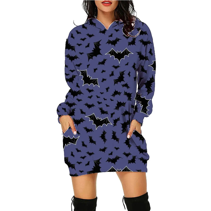 Plus Size Women's Hooded Dress with Unique Halloween Prints – Cozy Costume for Parties and Trick-or-Treating 8