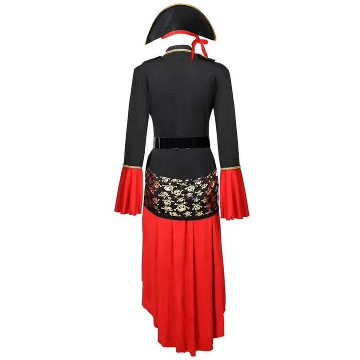 Liora - Dramatic Pirate Captain Midi Dress With High-Low Hem For Women's Halloween Costumes 5