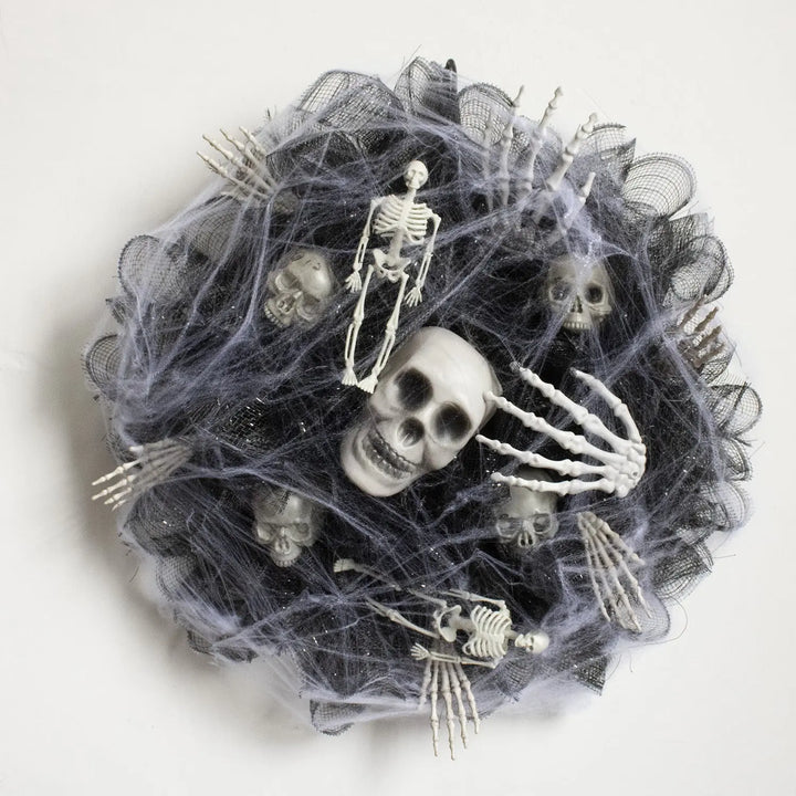 Creepy Halloween Skeleton Wreath – Spooky Front Door Decoration – 45cm 1