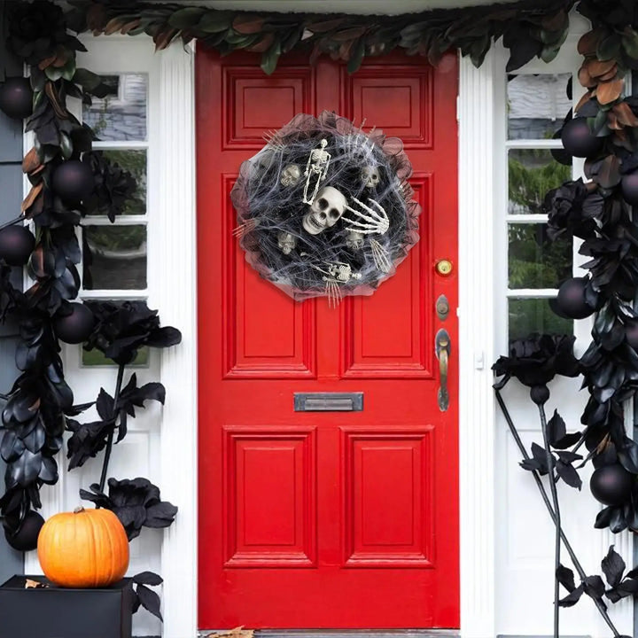 Creepy Halloween Skeleton Wreath – Spooky Front Door Decoration – 45cm 2