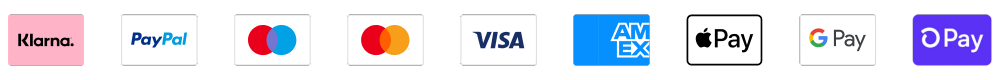 Icons of accepted payment methods at MunaWear including Klarna, PayPal, Mastercard, Visa, American Express, Apple Pay, Google Pay, and Shop Pay.