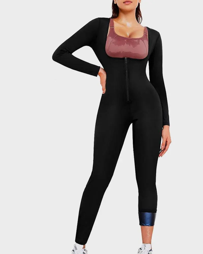 MunaWear  Activewear  Mia – Sauna Fullbody Jumpsuit with Zipper for Enhanced Sweat & Fat Burning During Workouts 