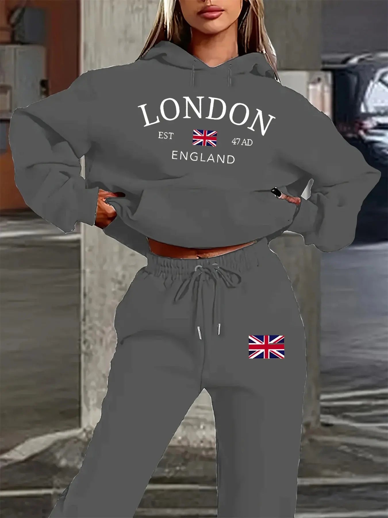 Liora - Cozy Women's Hoodie And Jogger Set With London Print For Casual Outings And Relaxation 1