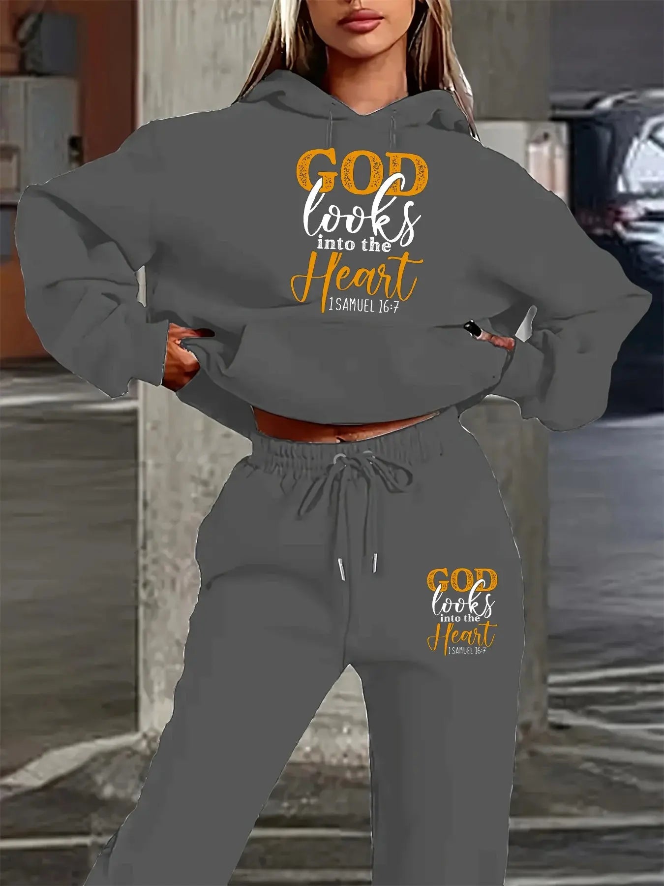 Marlow - Women's Hoodie And Jogger Set With Unique GOD Print For Casual Wear 3