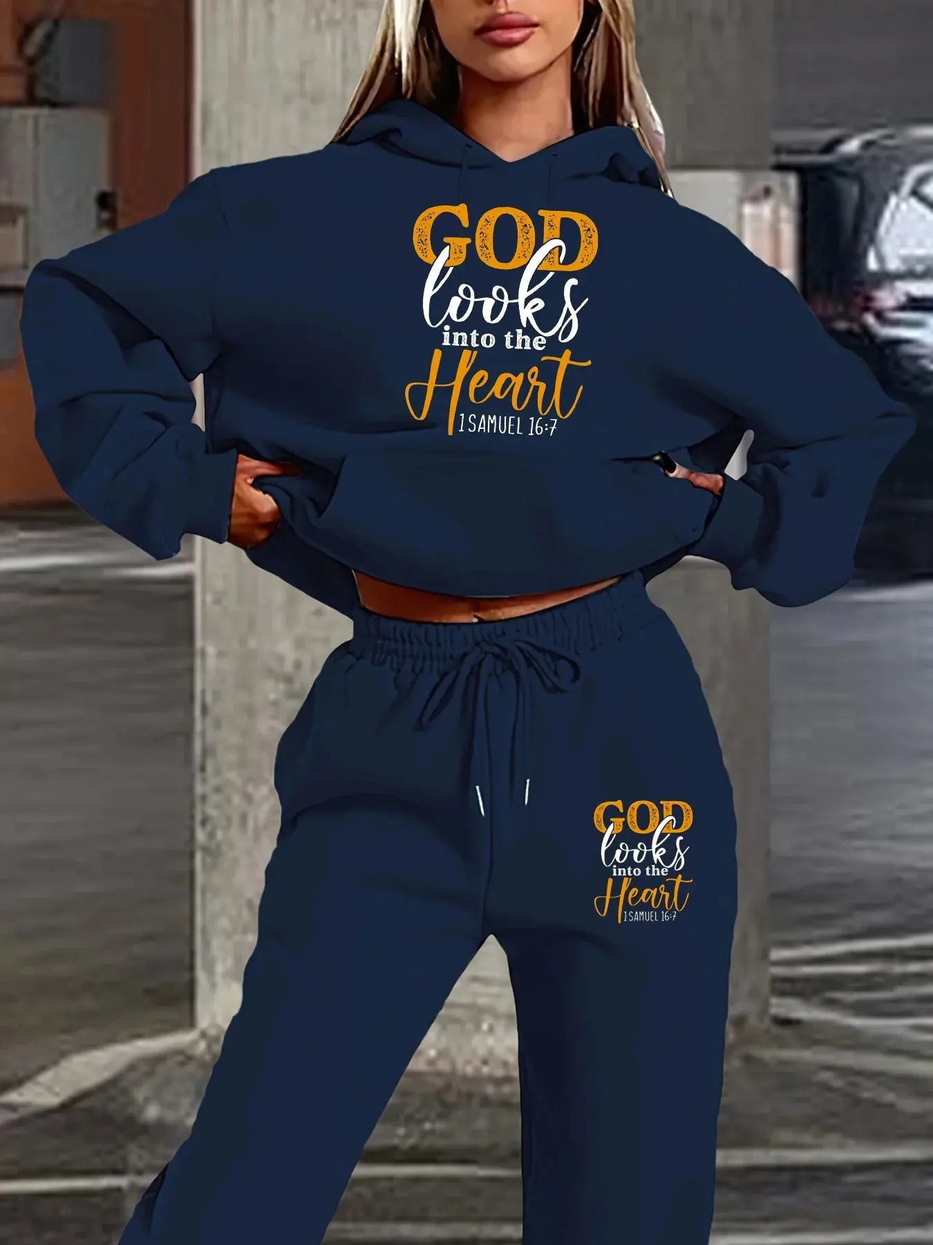 Marlow - Women's Hoodie And Jogger Set With Unique GOD Print For Casual Wear 0