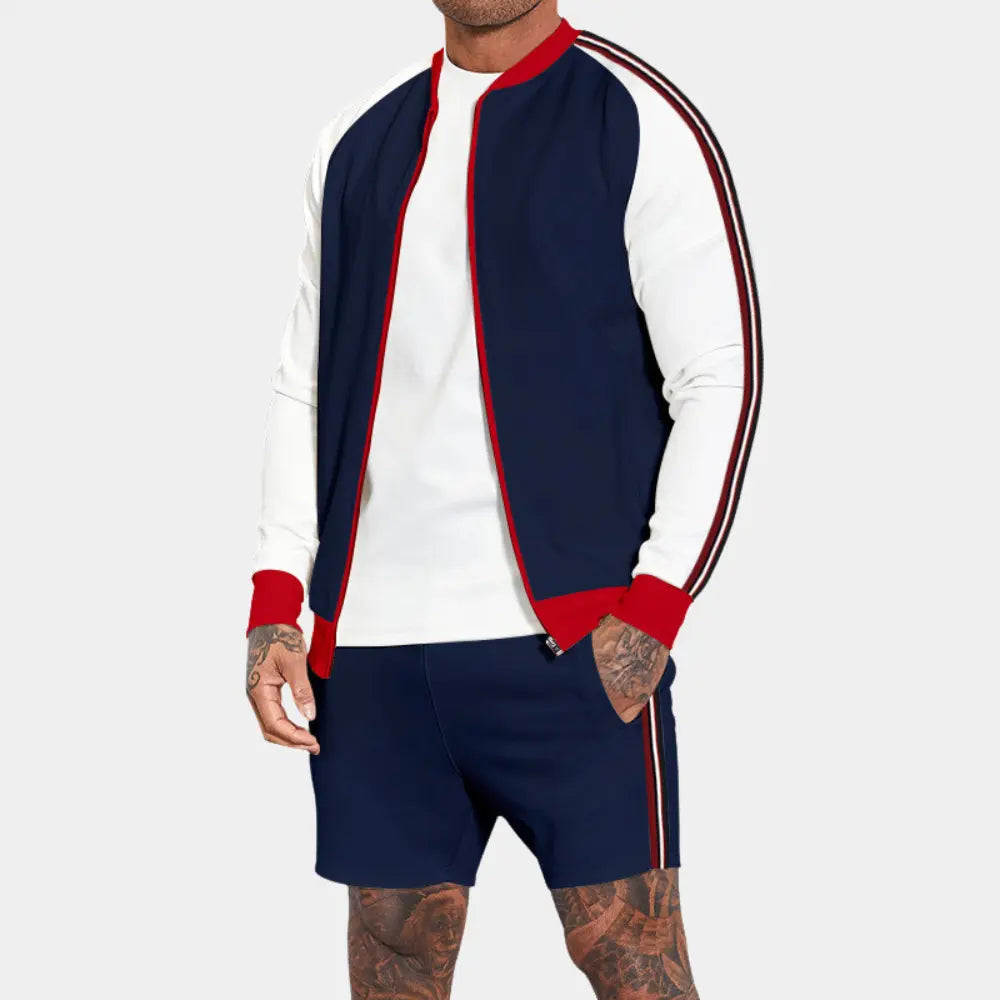 Ronan – Stylish Two-Piece Men's Sports Set in Navy with Red & White Accents, Size S-XXL 0