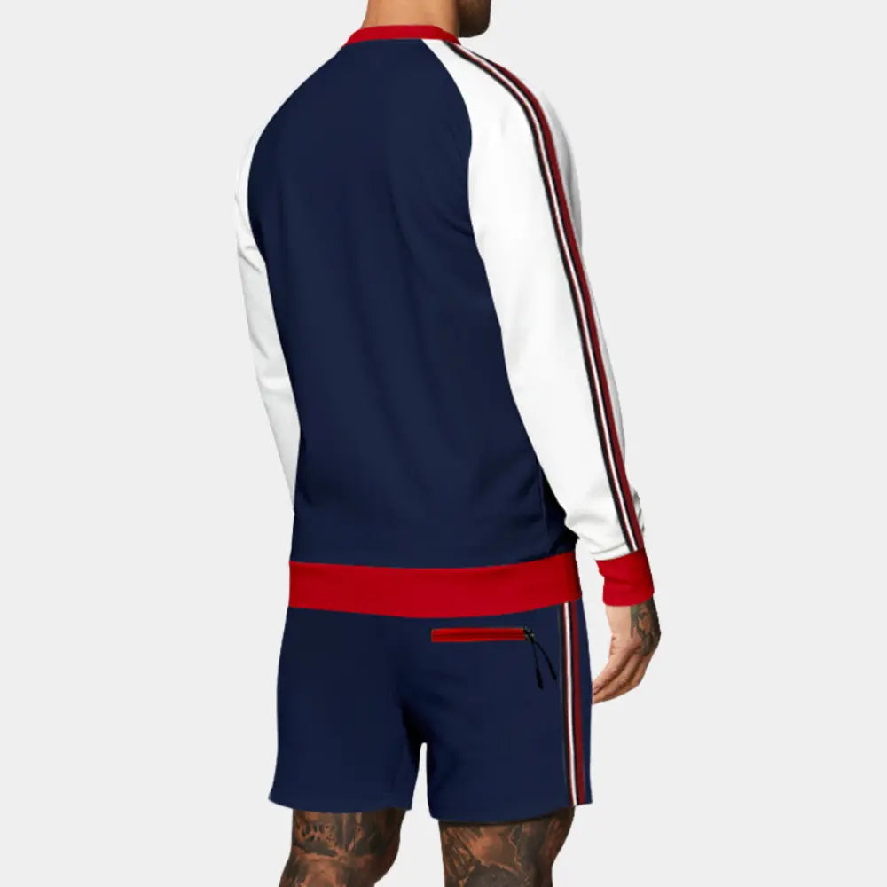 Ronan – Stylish Two-Piece Men's Sports Set in Navy with Red & White Accents, Size S-XXL 1