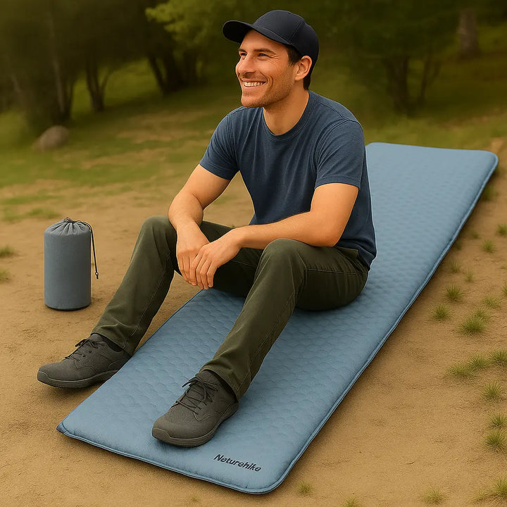 MunaWear - Air Beds & Mattresses - Foamstead – Ultralight Self-Inflating Camping Mattress with High Elasticity Foam - Blue / Square