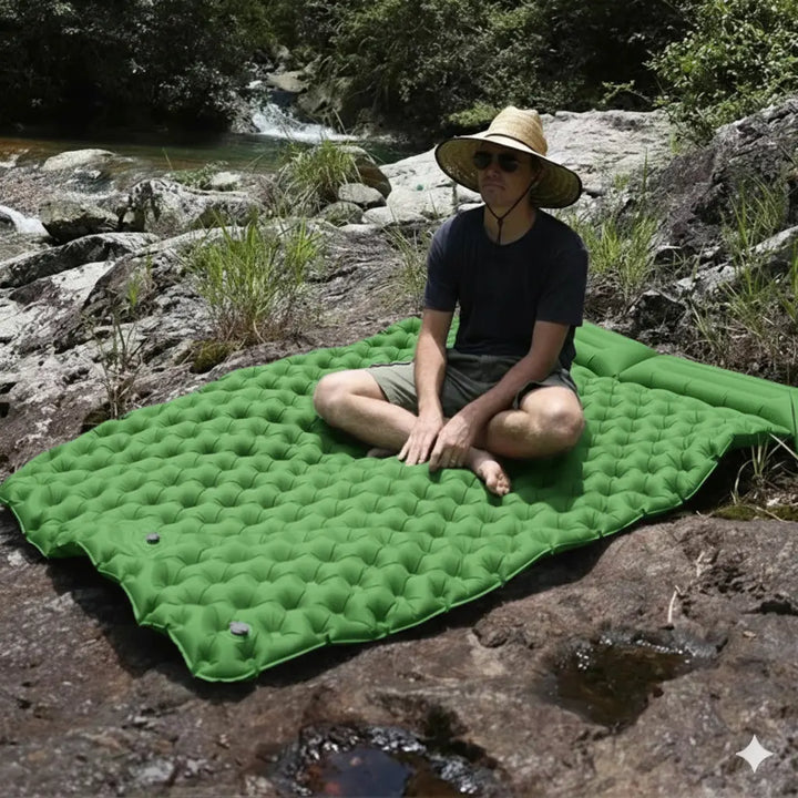 MunaWear - Air Beds & Mattresses - TrailRest – Extra Wide Ultralight Inflatable Mattress with Auto-Inflating Feature for Camping and Travel - Green