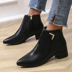 Liora - Black Ankle Boots With Chunky Heel And Pointed Toe For Versatile Everyday Wear 1
