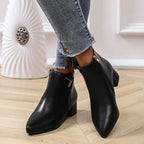 Liora - Black Ankle Boots With Chunky Heel And Pointed Toe For Versatile Everyday Wear 0