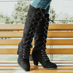 Liora - Black Women's Knee-High Boots With Lace-Up Design For Chic Occasions 1