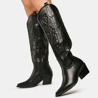 Liora - Classic Knee-High Cowboy Boots with Vintage Style for Winter Wear 1