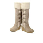 Liora - Cozy Women's Knee-High Boots With Wedge Heel And Stylish Tassel Tie For Casual Wear 2