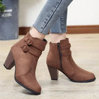 Liora - Premium Suede High-Heel Black Ankle Boots With Double Buckles For Chic Winter Style 2