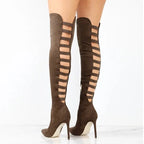 Liora - Strappy Black Knee High Boots With High Stiletto Heel For Bold Fashion Statements 2