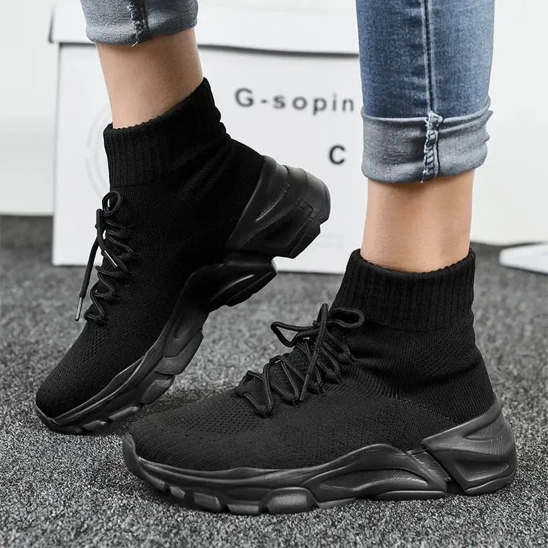 Liora - Stylish Knit Couple's Short Boots With Thick Sole For Casual Outings 1