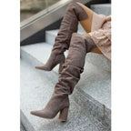 Liora - Stylish Women's Knee-High Boots With Slouch Shaft And High Block Heel For Everyday Chic 0