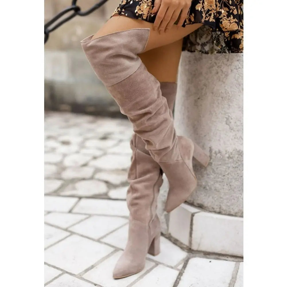 Liora - Stylish Women's Knee-High Boots With Slouch Shaft And High Block Heel For Everyday Chic 1