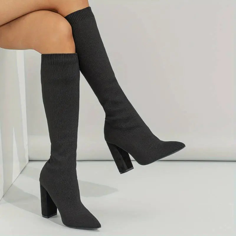 Liora - Stylish Women's Knee-High Boots With Sock Fit and Pointed Toe For Chic Occasions 0