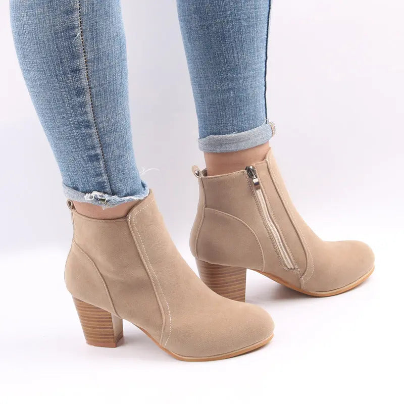 Liora - Stylish Women's Suede Ankle Boots With Chunky Heel For Everyday Wear 1