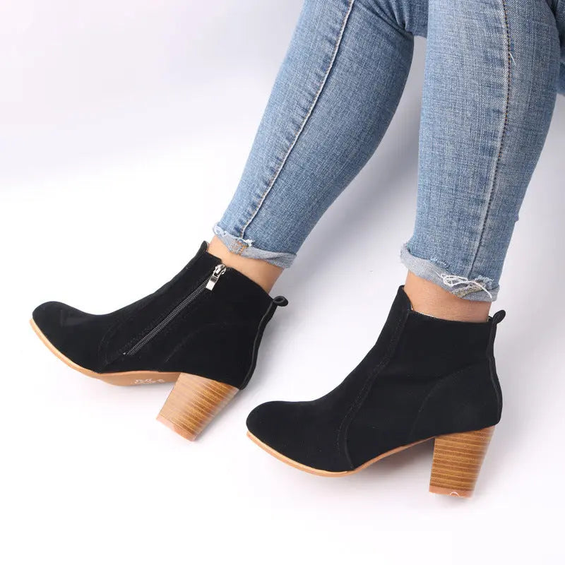 Liora - Stylish Women's Suede Ankle Boots With Chunky Heel For Everyday Wear 3