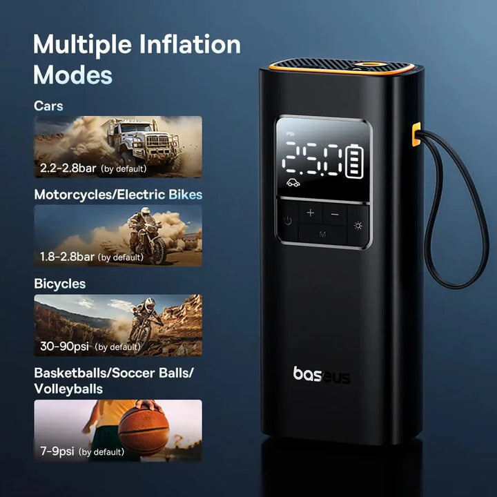 Ava - Portable Air Compressor for Car, Bike & Sports Equipment with LCD Display, Fast Inflation & Wireless Design 6