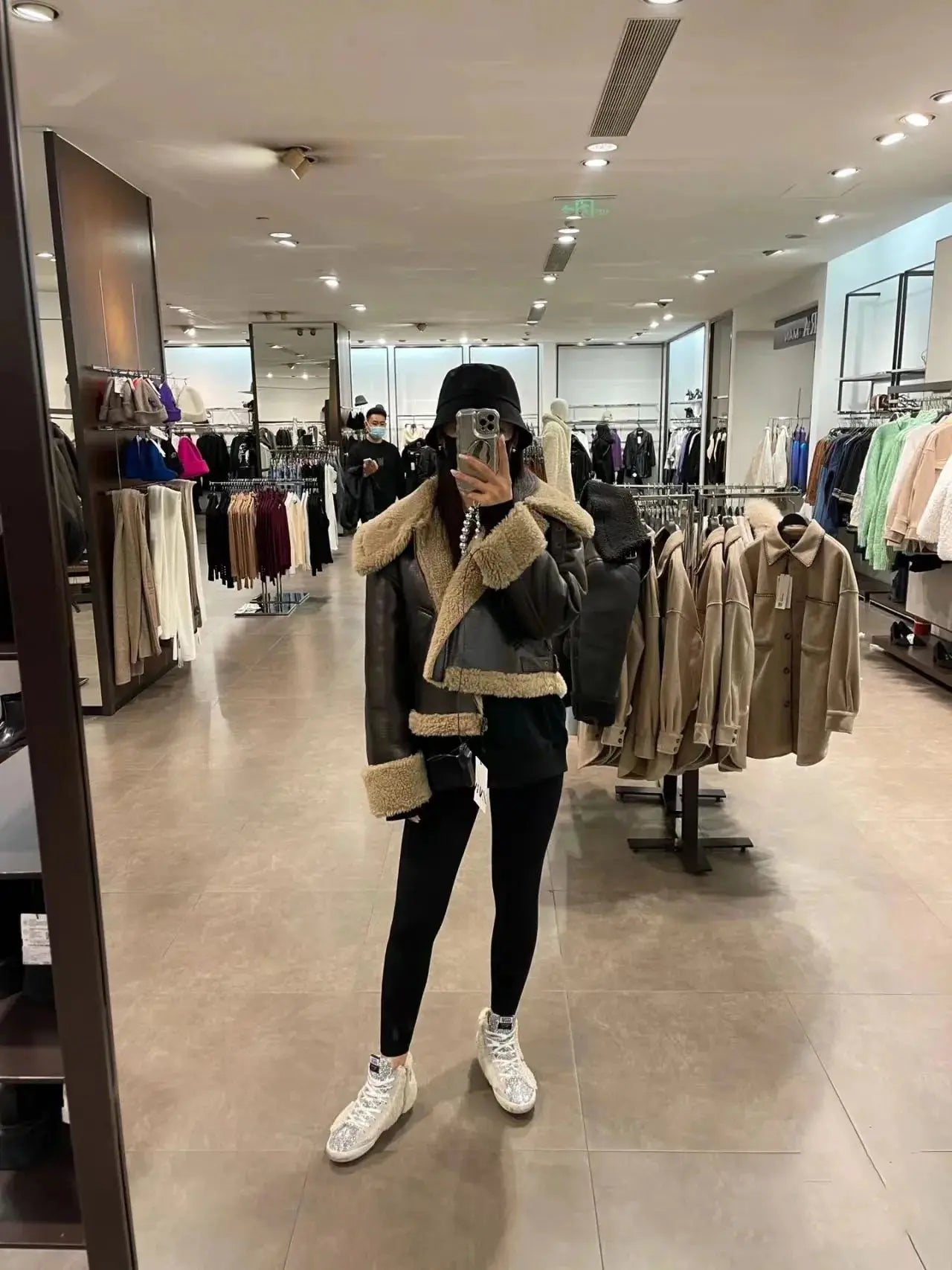 MunaWear - Aviator Jackets - Liora - Cozy Women's Leather Aviator Jacket With Double-Sided Design For Autumn And Winter - 