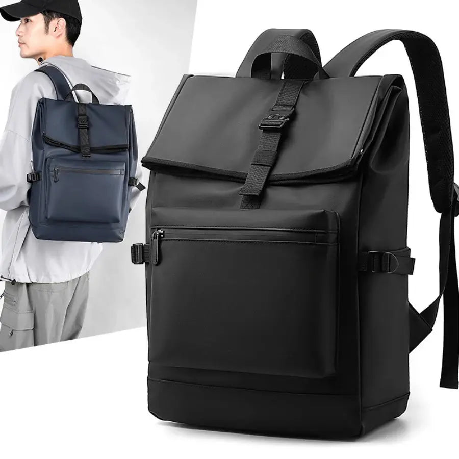 Ethan Urban Men's Work Backpack – Large Capacity 17-Inch Laptop Bag – Durable Oxford Fabric – Versatile Design – Black 2