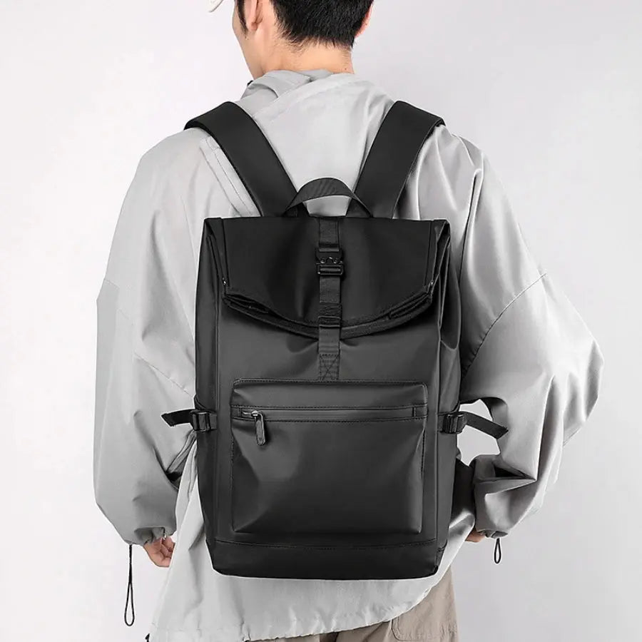 Ethan Urban Men's Work Backpack – Large Capacity 17-Inch Laptop Bag – Durable Oxford Fabric – Versatile Design – Black 7