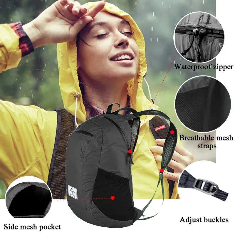 Ethan Ultralight Waterproof Travel Backpack – 18L Capacity – Lightweight & Foldable – Ideal for Hiking & Camping 4