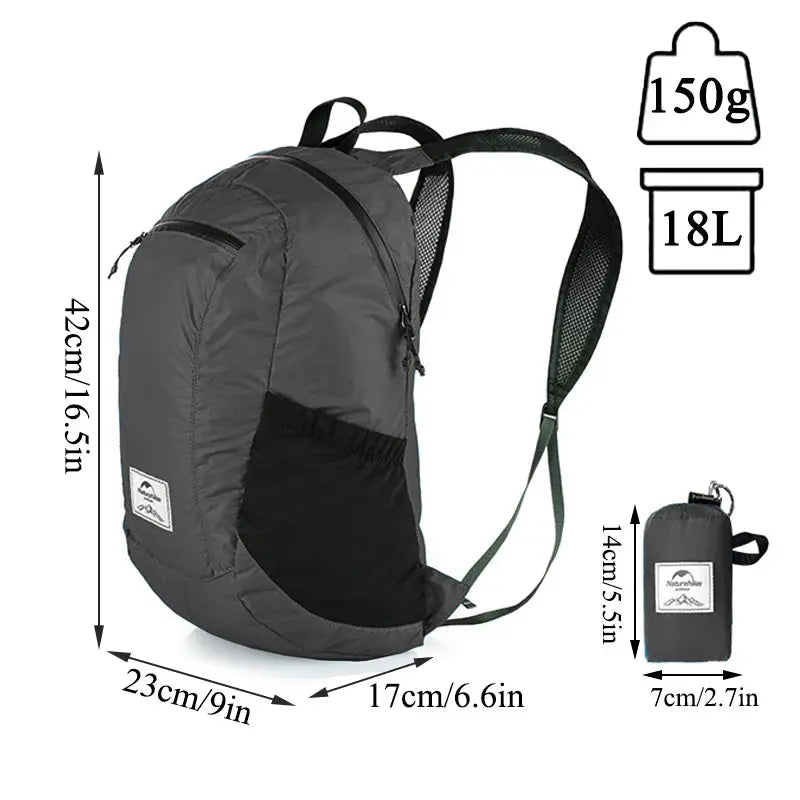 Ethan Ultralight Waterproof Travel Backpack – 18L Capacity – Lightweight & Foldable – Ideal for Hiking & Camping 6