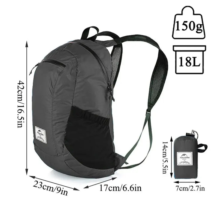 Ethan Ultralight Waterproof Travel Backpack – 18L Capacity – Lightweight & Foldable – Ideal for Hiking & Camping 6