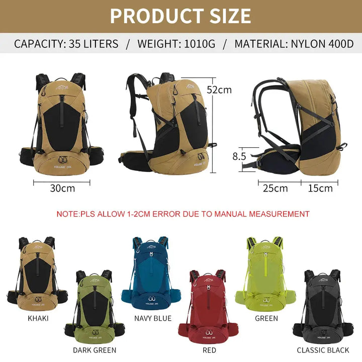 Ethan – 35L Waterproof Mountaineering Backpack for Men and Women, Ideal for Hiking and Camping 3