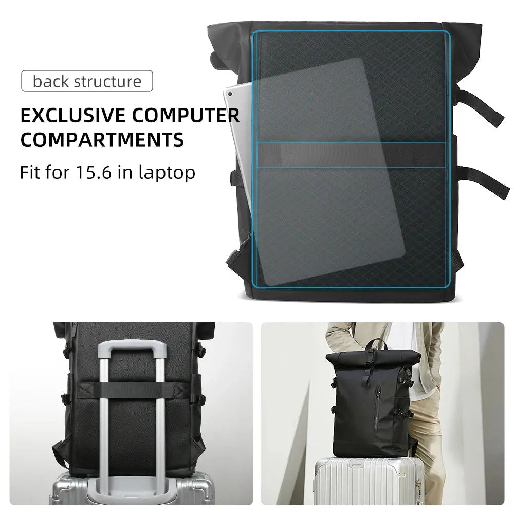 Ethan Waterproof Travel Backpack – Expandable Carry On – USB Charging – Fits 15.6-Inch Laptop – Large Capacity – Black 3