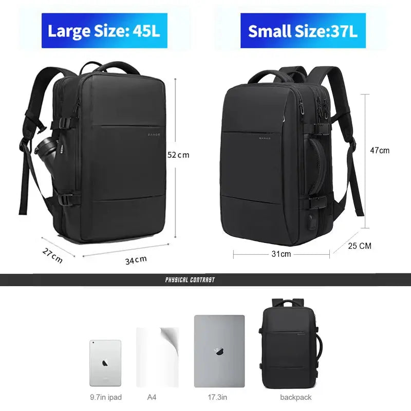 Ethan – Large Capacity Waterproof Travel Backpack for Men with USB Charging and Expandable Design 3
