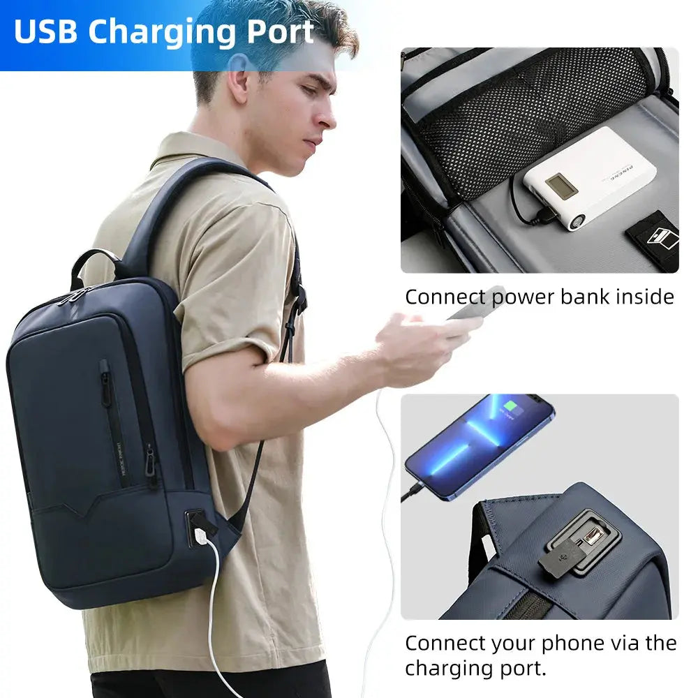Ethan Waterproof Men's Work Backpack – USB Charging – Minimalist Design for 15.6-Inch Laptops – Multiple Colors Available 6